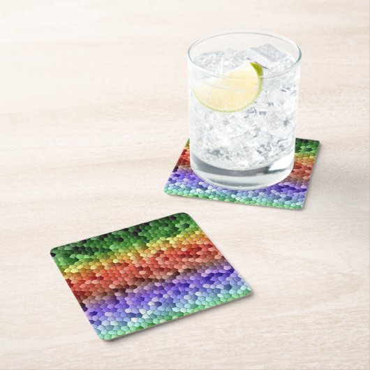Rainbow Mosaic Pattern Rechteckiger Pappuntersetzer (Vor Ort)