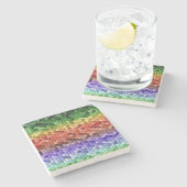 Rainbow Mosaic Steinuntersetzer (Seitenansicht)