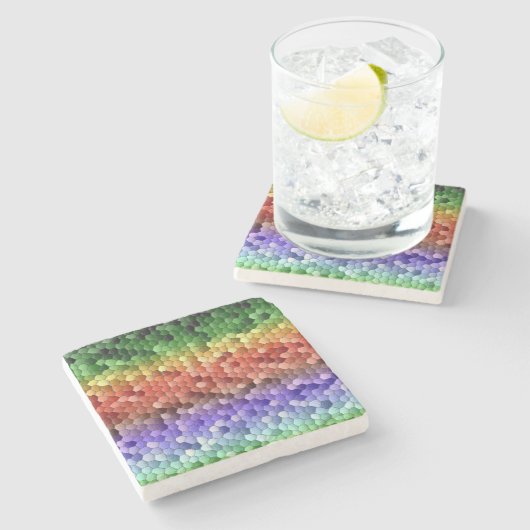 Rainbow Mosaic Steinuntersetzer (Seitenansicht)