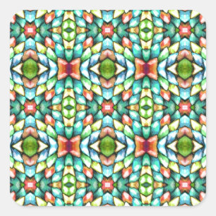 Rainbow Mosaic Tiles Stones Quadratischer Aufkleber