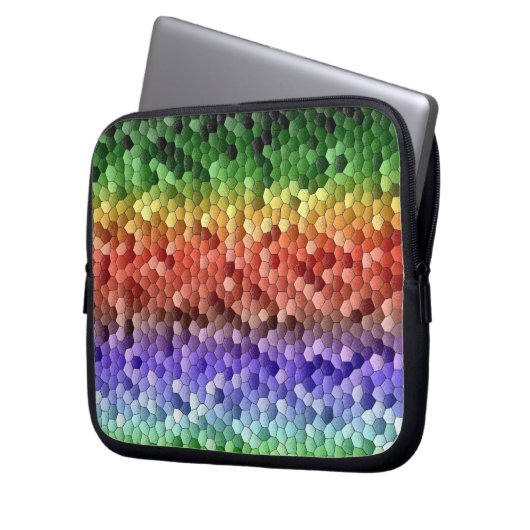Rainbow Mosaik Muster Laptopschutzhülle (Vorderseite Links)