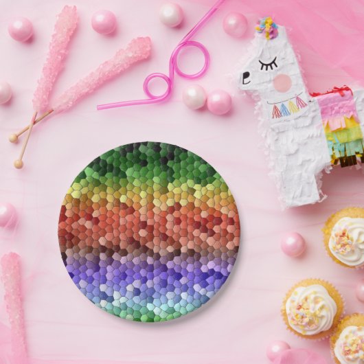 Rainbow Mosaik Muster Pappteller (Party)