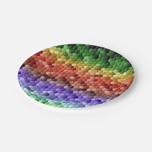 Rainbow Mosaik Muster Pappteller (Schrägansicht)