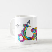 Rainbow Motor Scooter Moped Personalisiert Kaffeetasse (Vorderseite Links)