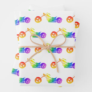 Rainbow Motorrad Geschenkpapier Set