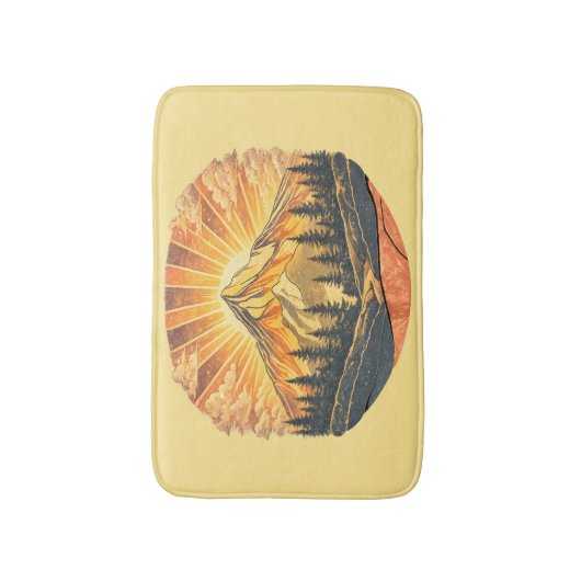 Rainbow Mountain Peak | Retro Mountains Sunrise  Badematte (Vorderseite Vertikal)