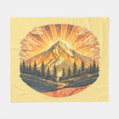 Rainbow Mountain Peak | Retro Mountains Sunrise  Fleecedecke (Vorderseite (Horizontal))