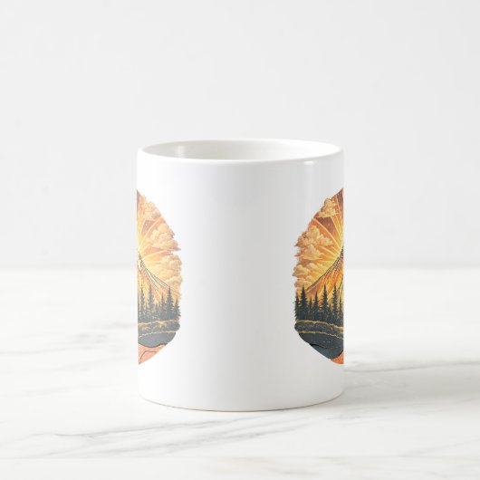 Rainbow Mountain Peak | Retro Mountains Sunrise  Kaffeetasse (Mittel)