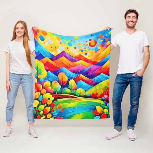 Rainbow Mountains Abstrakt Landschaft Fleecedecke (Beispiel)