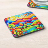Rainbow Mountains Abstrakt Landschaft Getränkeuntersetzer (Linke Seite)