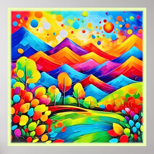 Rainbow Mountains Abstrakt Landschaft Poster (Vorne)