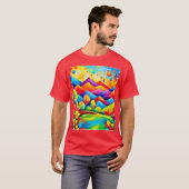 Rainbow Mountains Abstrakt Landschaft T-Shirt (Vorne ganz)