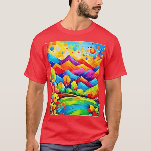 Rainbow Mountains Abstrakt Landschaft T-Shirt (Vorderseite)