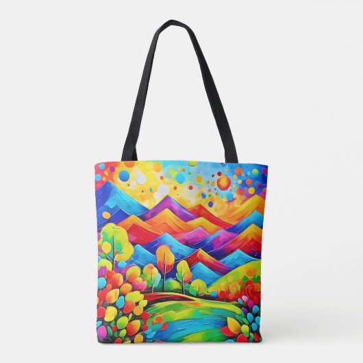 Rainbow Mountains Abstrakt Landschaft Tasche (Rückseite)