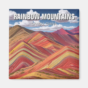Rainbow Mountains Gansu China Travel Magnet