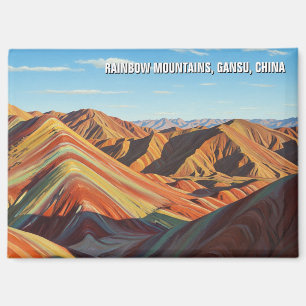 Rainbow Mountains Gansu China Travel Magnet