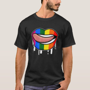Rainbow Mouth Lips LGBT Lesbische Schwule Bisexuel T-Shirt