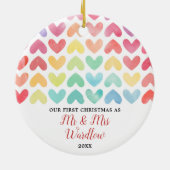 Rainbow Mr. & Mrs. or Gay Personalisiert Couple Keramik Ornament (Hinten)