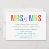 Rainbow Mrs. & Mrs. | Lesbische Hochzeit Einladung (Vorderseite)