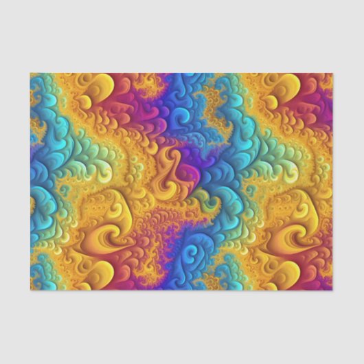 Rainbow Multicfarbiges Fraktal Seidenpapier (Vorderseite)