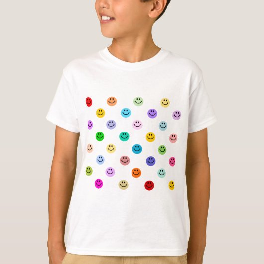 Rainbow Multicolor-Gesichtsmuster T-Shirt (Vorderseite)