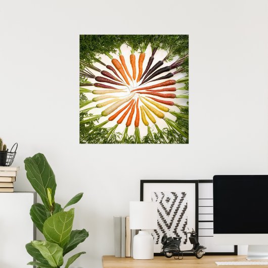 Rainbow Multicolored Carrots Square Poster (Heimbüro)