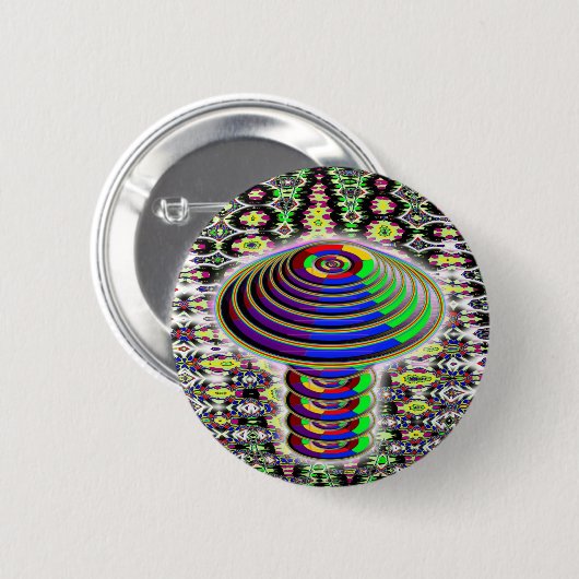 Rainbow Mushroom - Geometrisch Button (Vorne & Hinten)