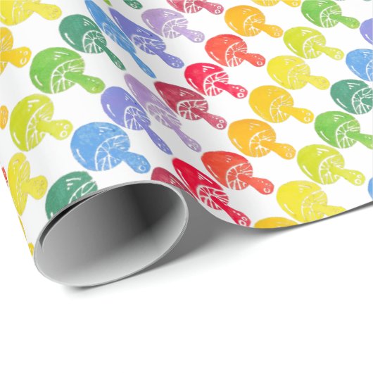 Rainbow Mushroom Wrapping Paper Roll Geschenkpapier (Rolleneckpunkt)
