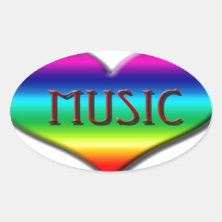 Rainbow Music Heart for Music Teachers Gifts Ovaler Aufkleber