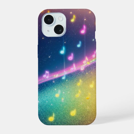 Rainbow Music Notes Galaxy Phone Case iPhone 15 Hülle (Rückseite)