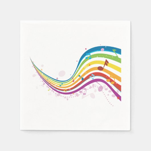 Rainbow Music Wave Paper Napkins Serviette (Vorderseite)