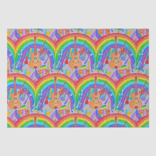 Rainbow Musical Instruments Band Teacher Decoupage Seidenpapier (Vorderseite)