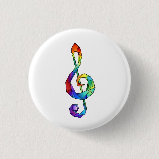 Rainbow Musical Key Dreifach-Klammer Button (Vorderseite)