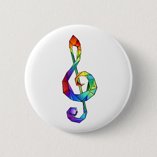 Rainbow Musical Key Dreifach-Klammer Button (Vorderseite)