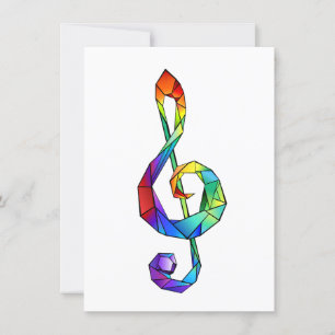 Rainbow Musical Key Dreifach-Klammer Einladung