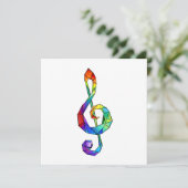 Rainbow Musical Key Dreifach-Klammer Einladung (Stehend Vorderseite)