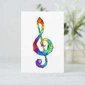 Rainbow Musical Key Dreifach-Klammer Einladung (Stehend Vorderseite)