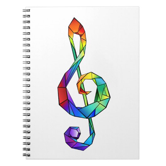 Rainbow Musical Key Dreifach-Klammer Notizblock (Vorderseite)
