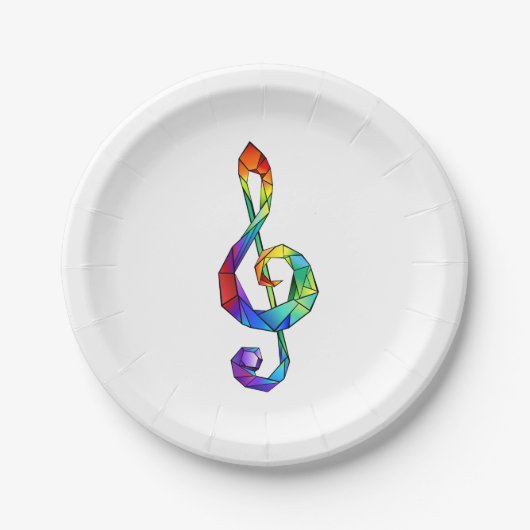 Rainbow Musical Key Dreifach-Klammer Pappteller (Vorderseite)