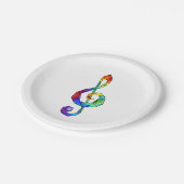 Rainbow Musical Key Dreifach-Klammer Pappteller (Schrägansicht)