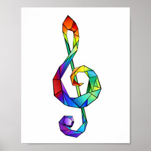 Rainbow Musical Key Dreifach-Klammer Poster