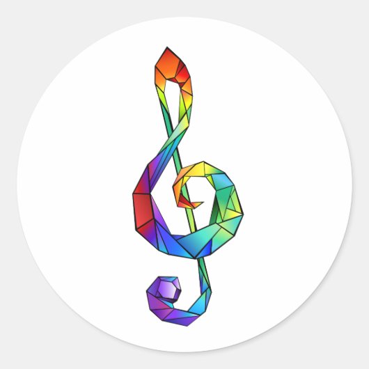 Rainbow Musical Key Dreifach-Klammer Runder Aufkleber (Vorderseite)