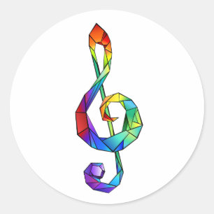 Rainbow Musical Key Dreifach-Klammer Runder Aufkleber