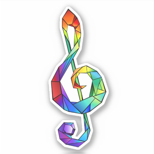 Rainbow Musical Key Treble Aufkleber (Vorderseite)