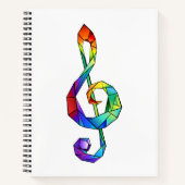 Rainbow musical key treble clever notizblock (Vorderseite)