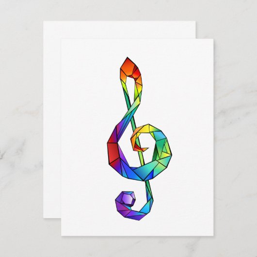 Rainbow Musical Key Treble Dankeskarte (Vorne/Hinten)
