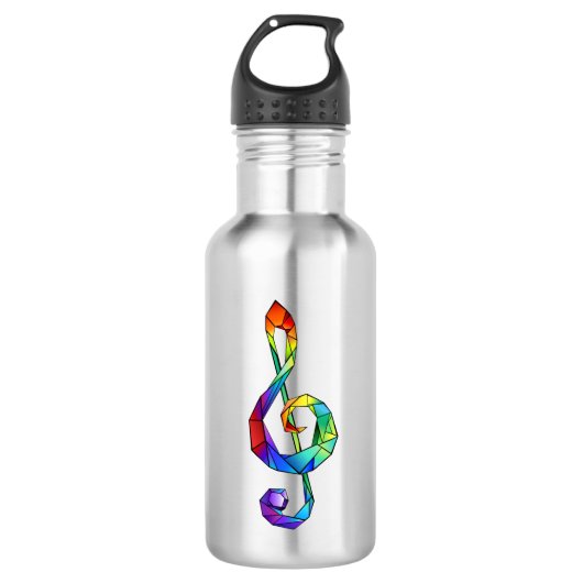 Rainbow Musical Key Treble Edelstahlflasche (Vorderseite)