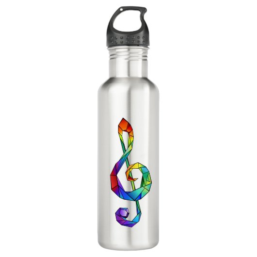Rainbow Musical Key Treble Edelstahlflasche (Vorderseite)