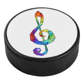 Rainbow Musical Key Treble Eishockey Puck (3/4)