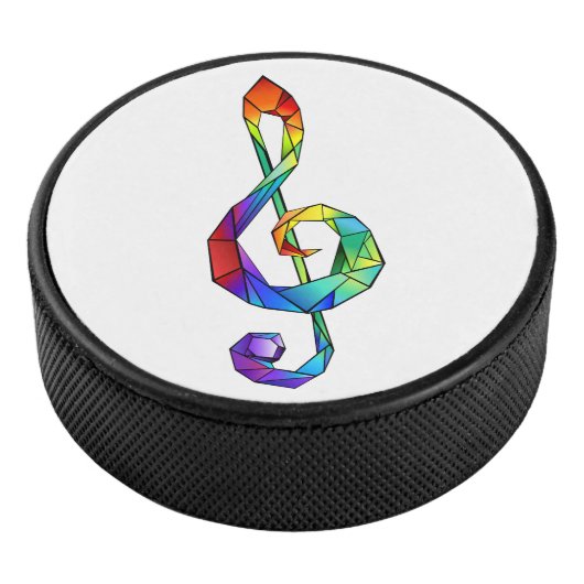 Rainbow Musical Key Treble Eishockey Puck (3/4)